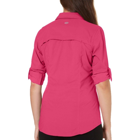 Reel Legends Saltwater UPF Button Down Pink Top - Picture 2 of 6